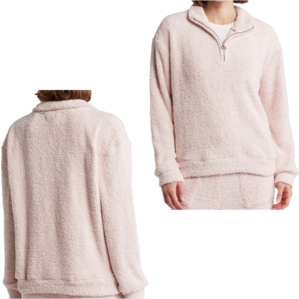 🩷NWT Honeydew Intimates 1/4 Zip Light Pink Sherpa Pullover Size Small - Picture 8 of 9